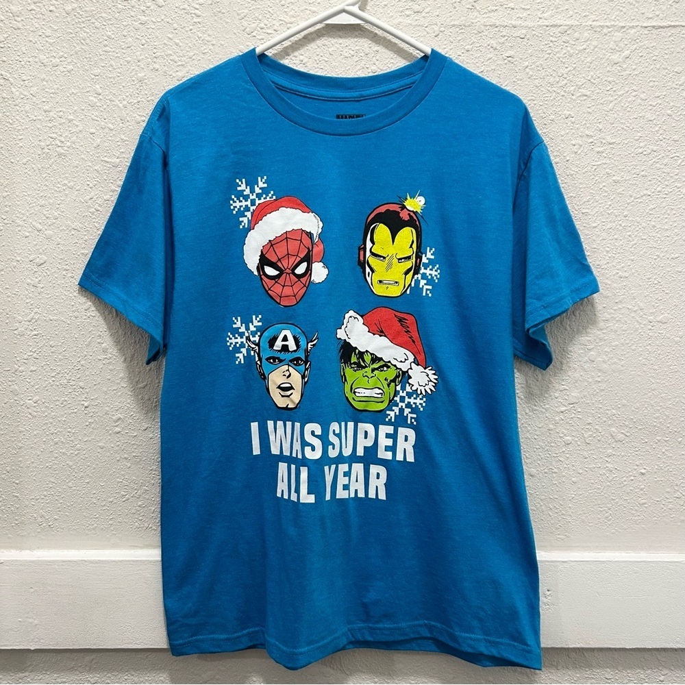 Marvel Christmas "I WAS SUPER ALL YEAR" Boys T-Shirt XL